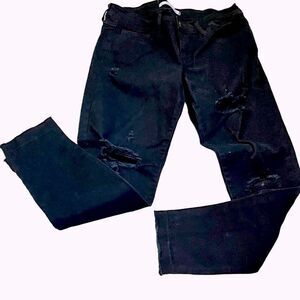 Klique B. black denim skinny jeans size 28 Cotton Spandex raw edge hem & cut out